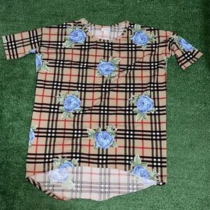 Lularoe floral plaid Blouse XS